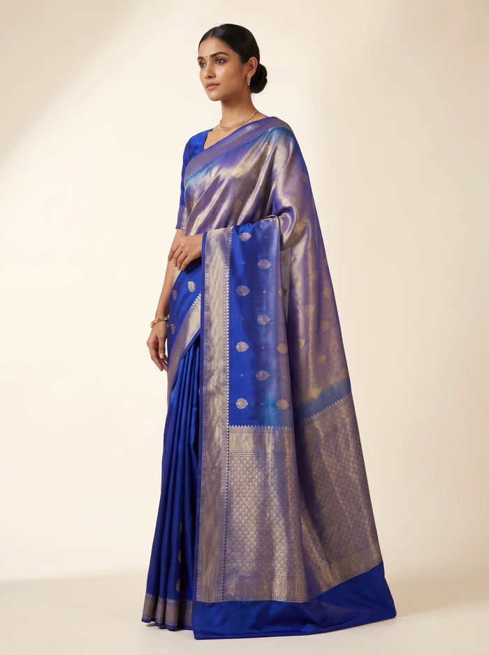 Twilight Blue Zari pure Pattu silk saree