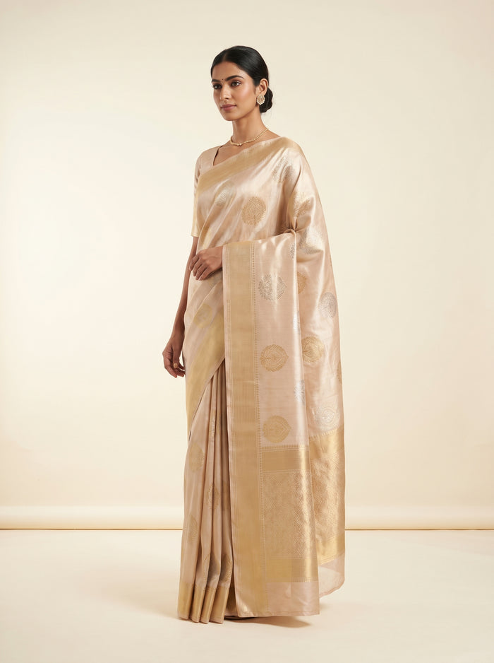 Champagne Court Classic pure Pattu silk saree