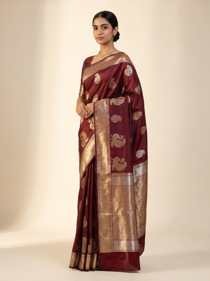 The Crimson Heritage pure Pattu silk saree