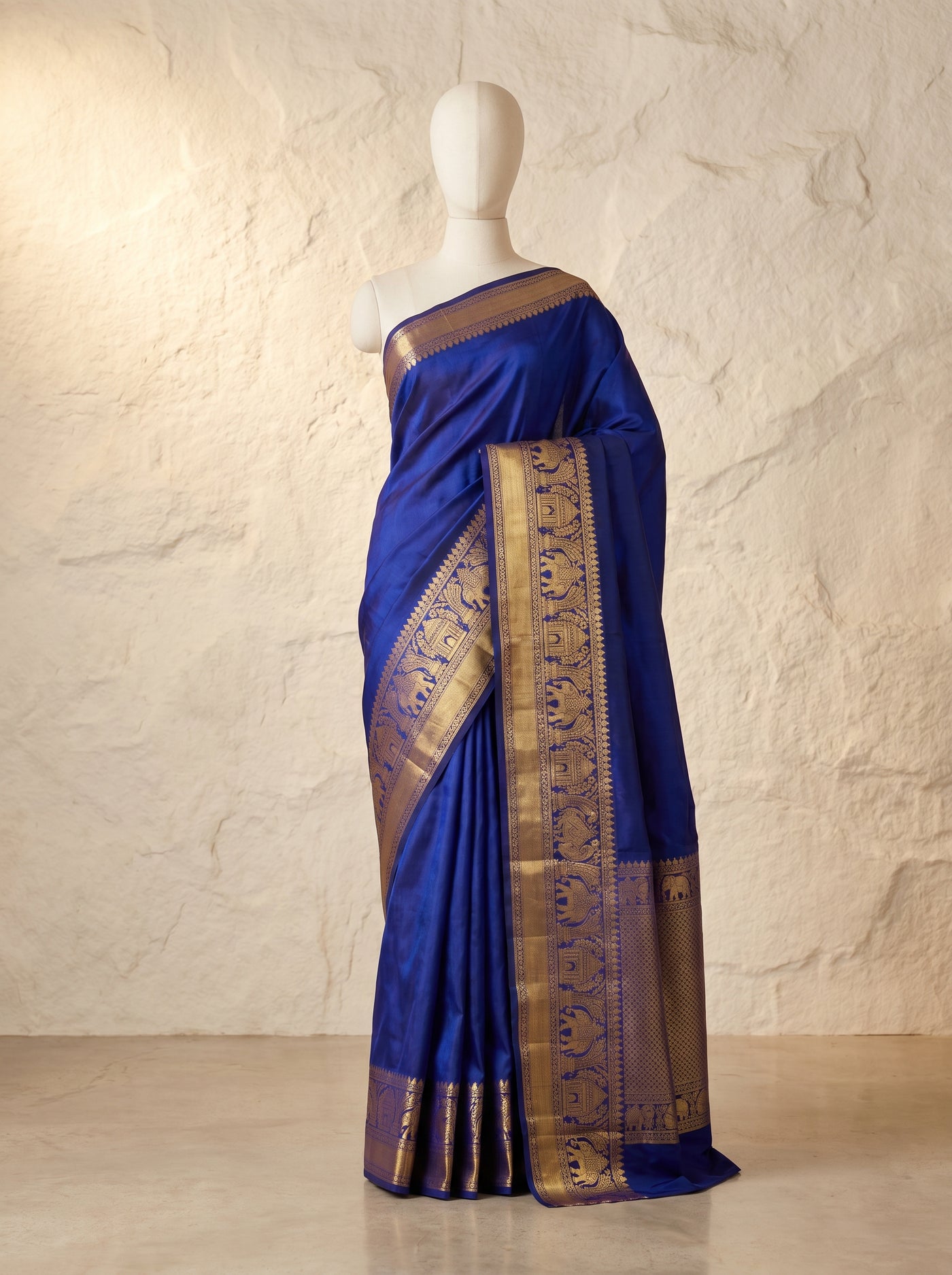 Cobalt Empress pattu silk saree