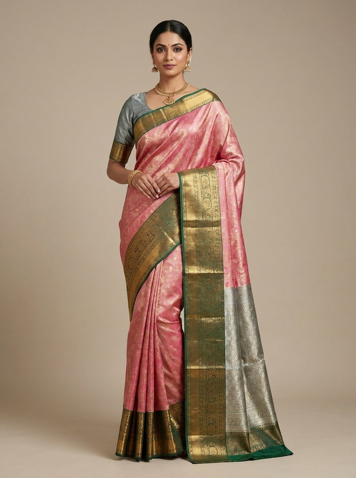 Rose Pink Pattu Silk Saree