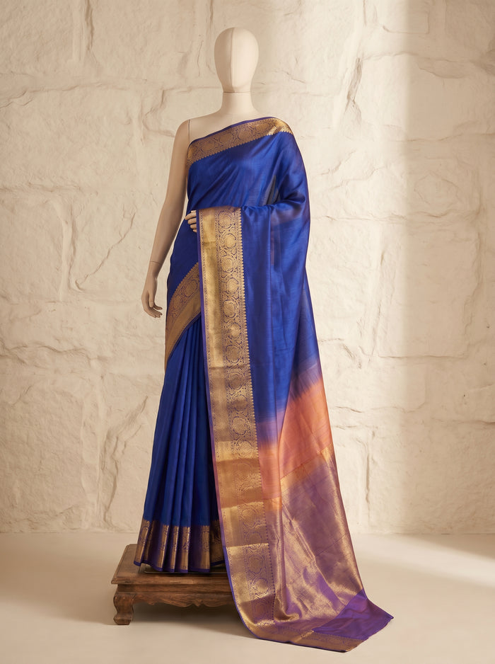Twilight Blue Zari pattu silk saree