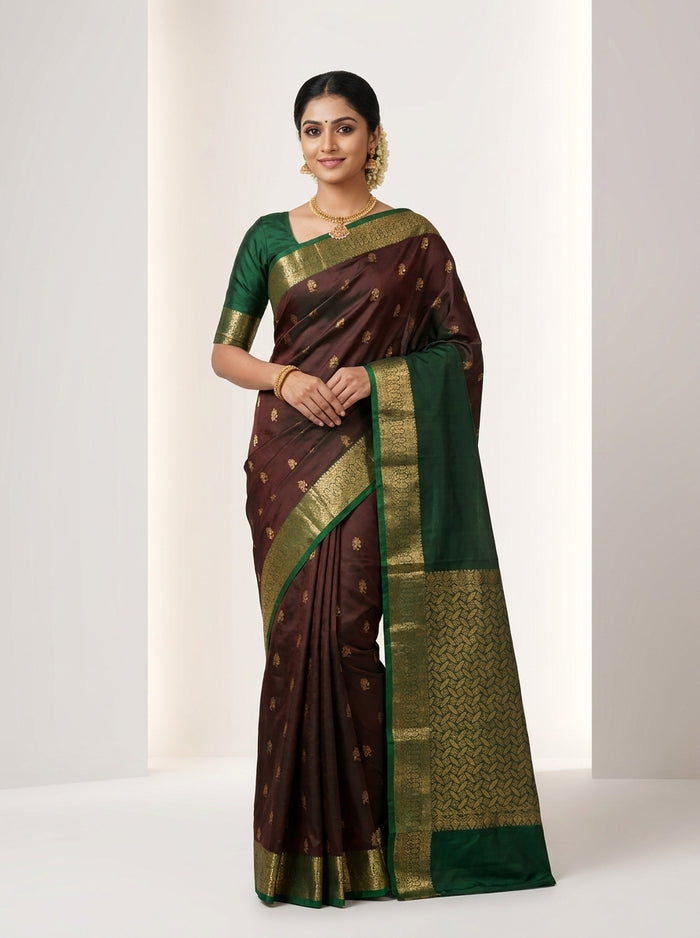 Maroon & Green Pattu Silk Saree
