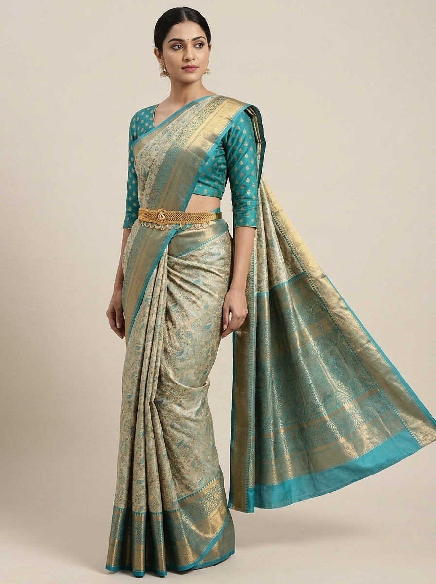 Sea Green Pattu Silk Saree