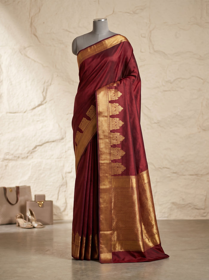 Velvet Maroon Majesty pattu silk saree