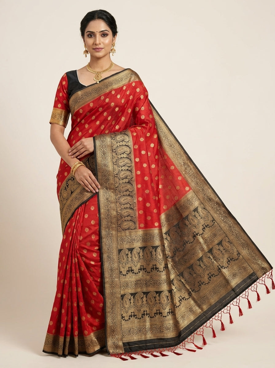 Crimson Red Pattu Silk Saree