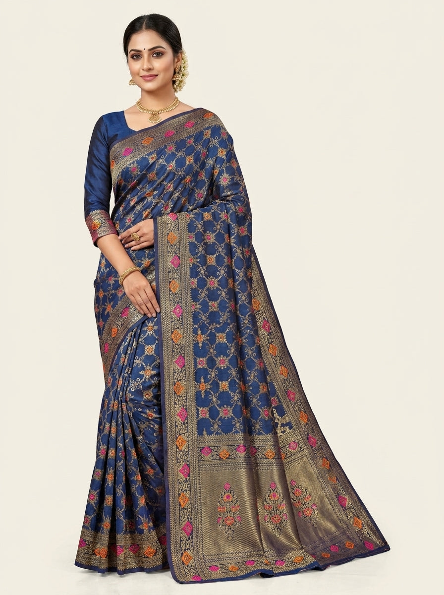Cobalt Blue Pattu Silk Saree