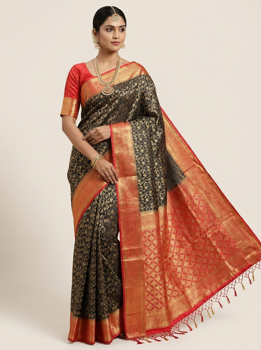 Onyx Copper Pattu Silk Saree