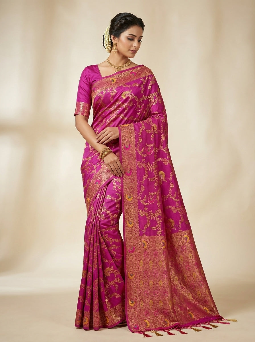 Fuchsia Pink Pattu Silk Saree