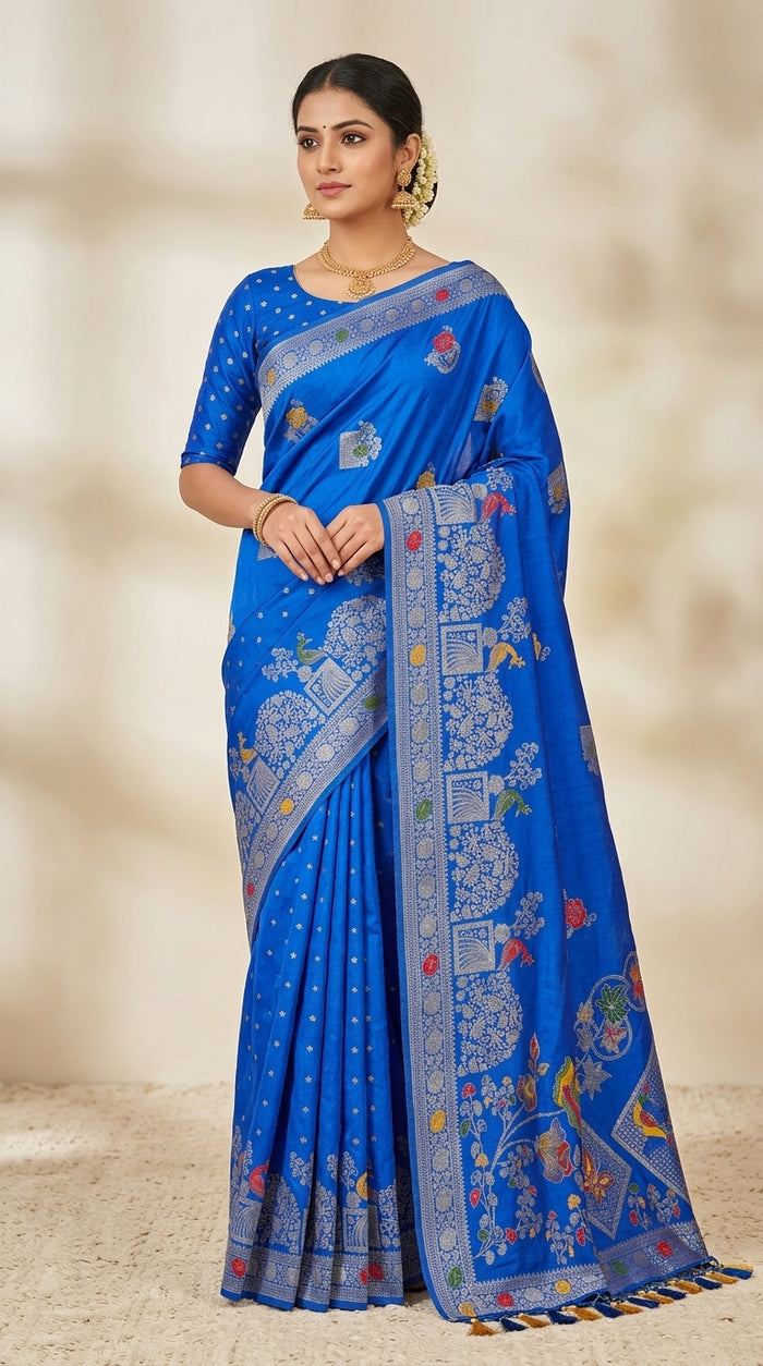 Sapphire Blue Pattu Silk Saree