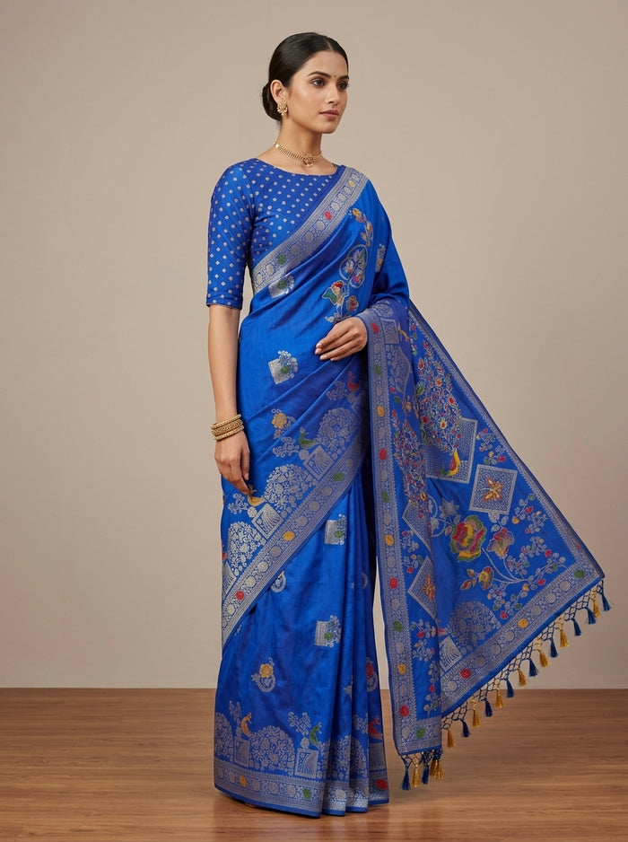 Sapphire Blue Pattu Silk Saree