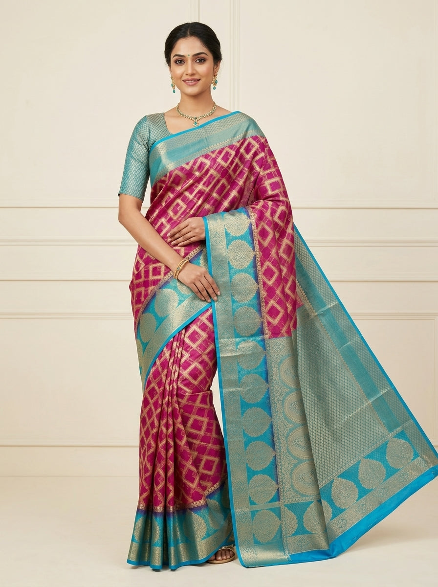 Rani Pink Pattu Silk Saree