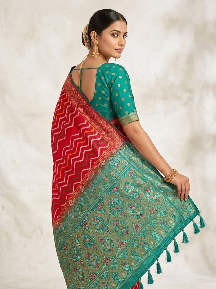 Ruby Green Pattu Silk Saree