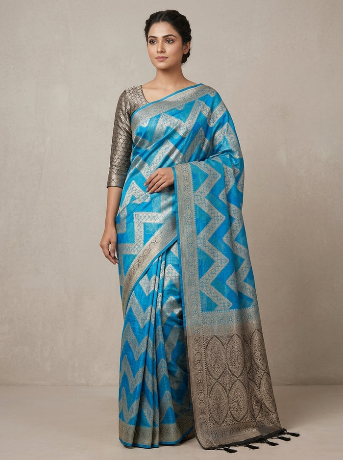 Powder Blue Pattu Silk Saree