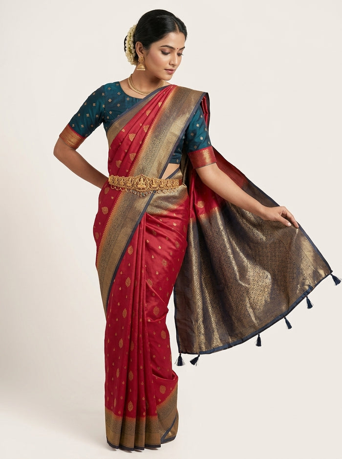 Garnet Maroon Pattu Silk Saree