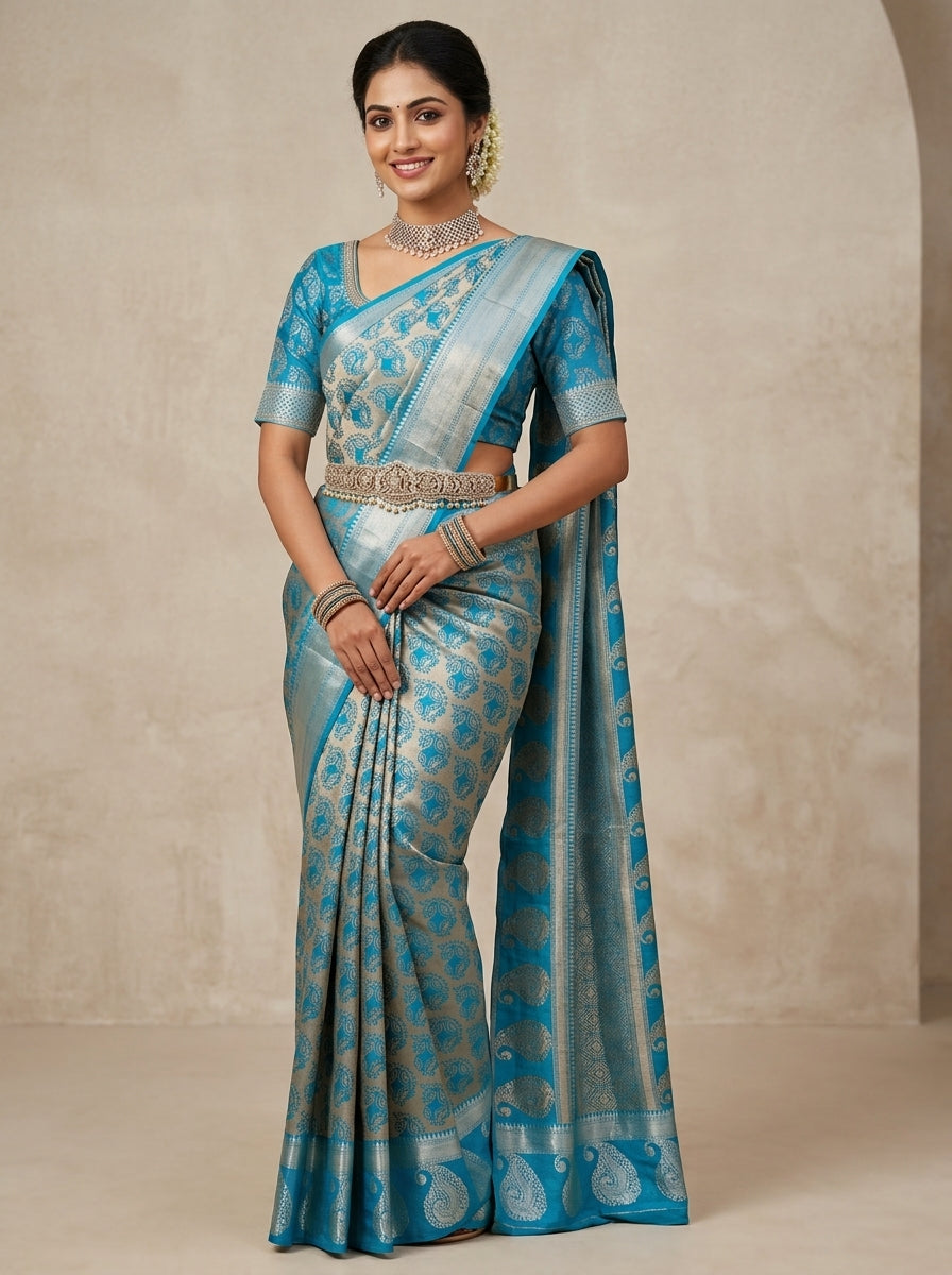 Ice Blue Pattu Silk Saree
