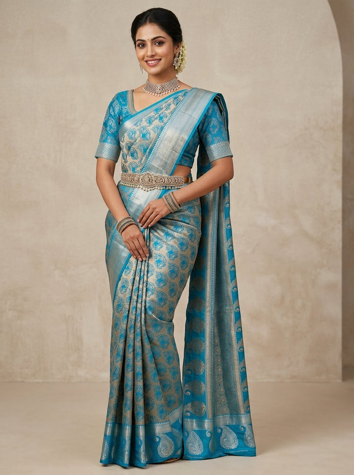 Ice Blue Pattu Silk Saree