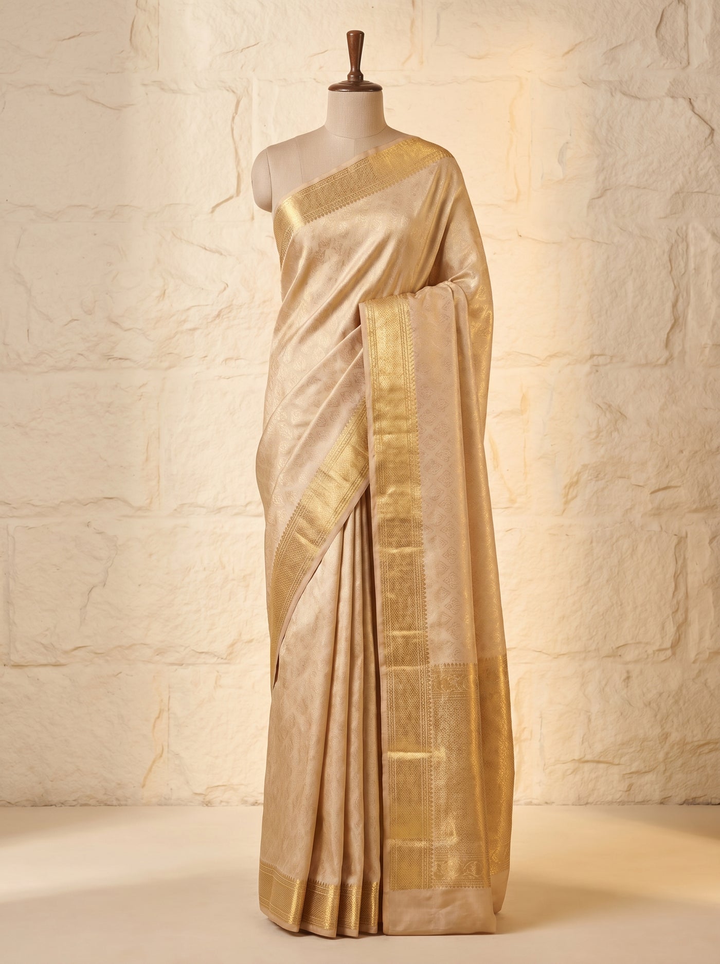 Luminous Champagne pattu silk saree