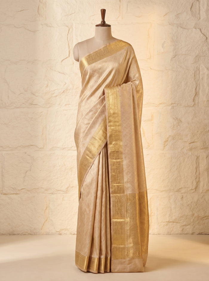 Luminous Champagne pattu silk saree