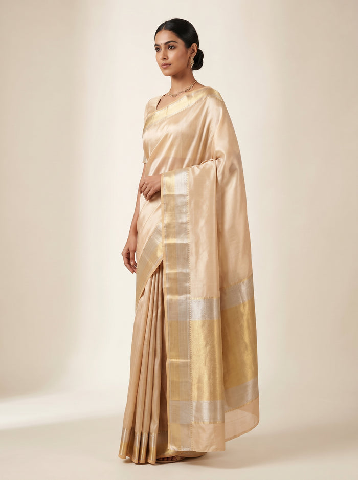Ivory Zari Elegance pure Pattu silk saree