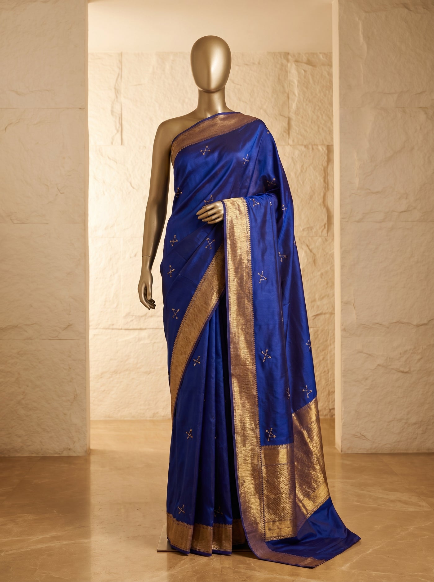 Midnight Indigo pattu silk saree