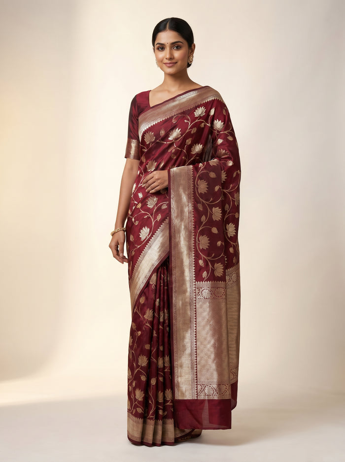 Ruby Dynasty pure Pattu silk saree