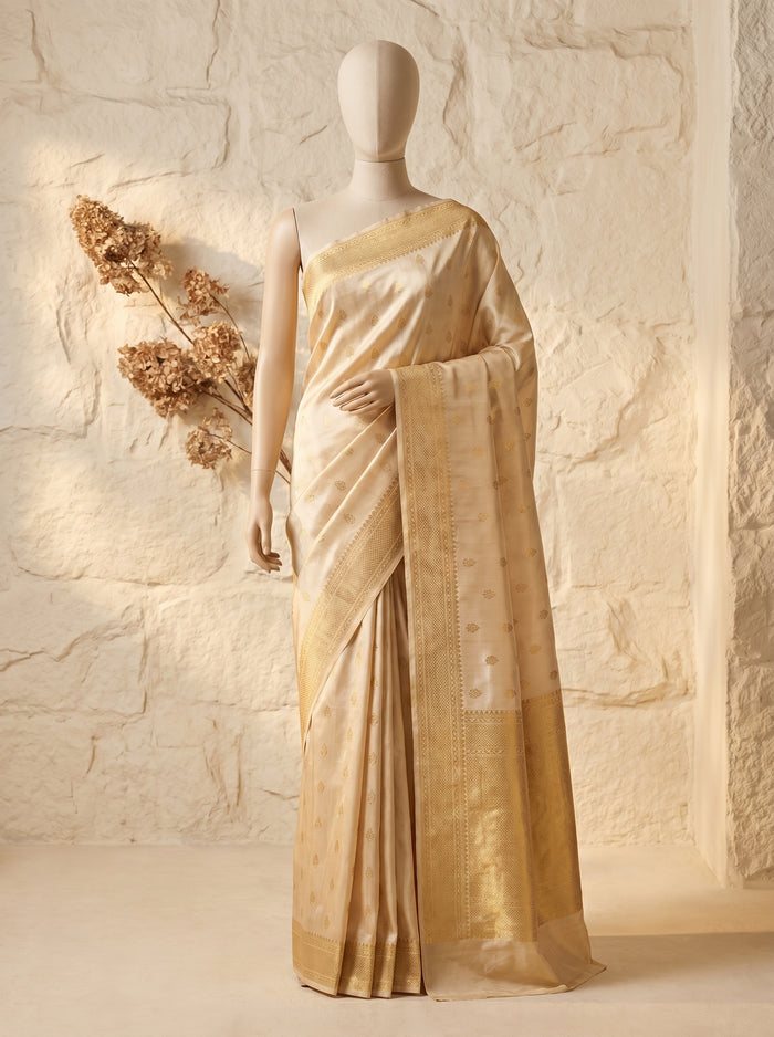 Golden Ivory Grace pattu silk saree