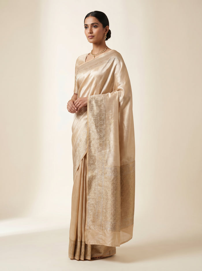 Antique Gold Whisper pure Pattu silk saree