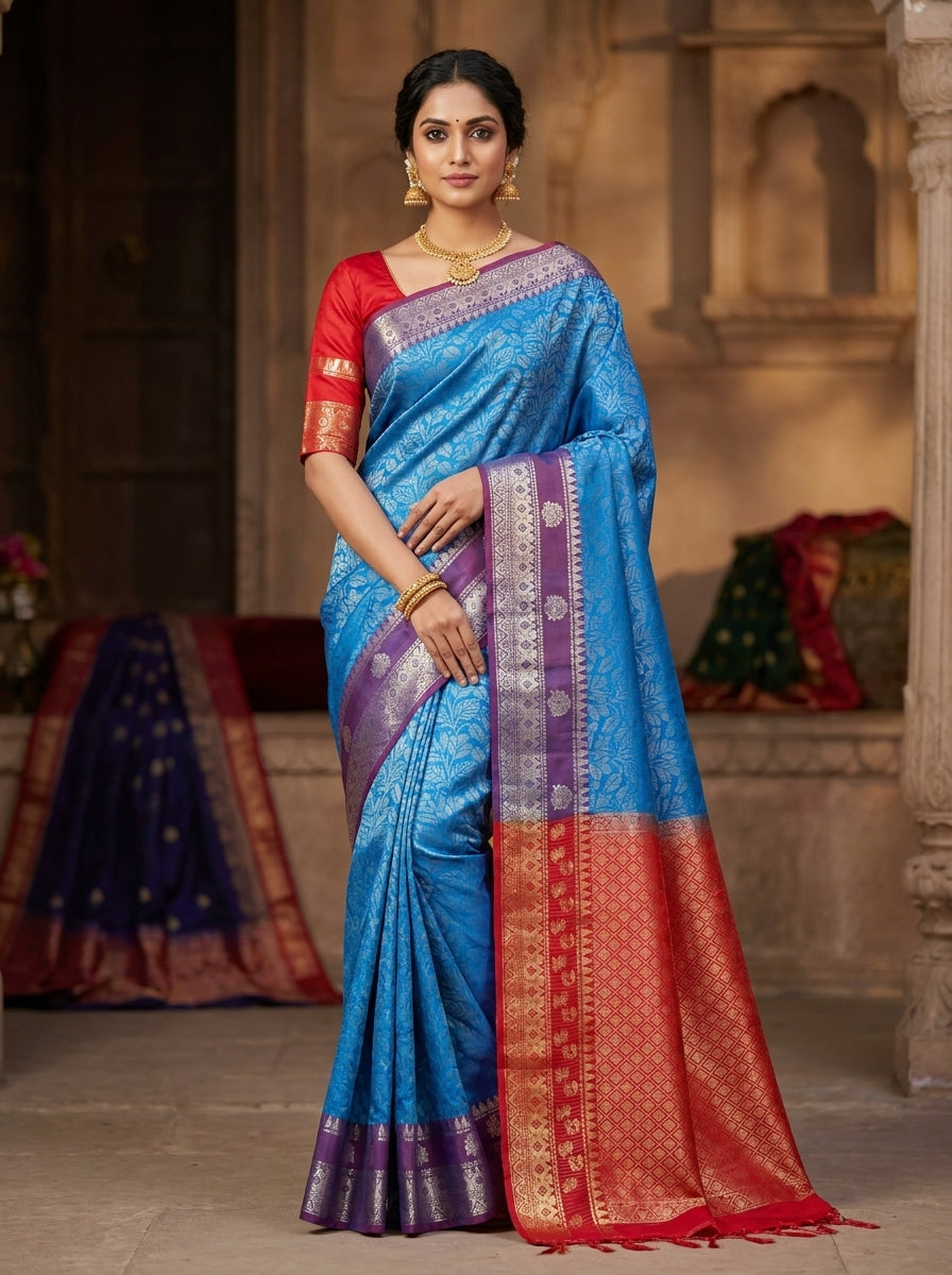 Azure Blue Pattu Silk Saree