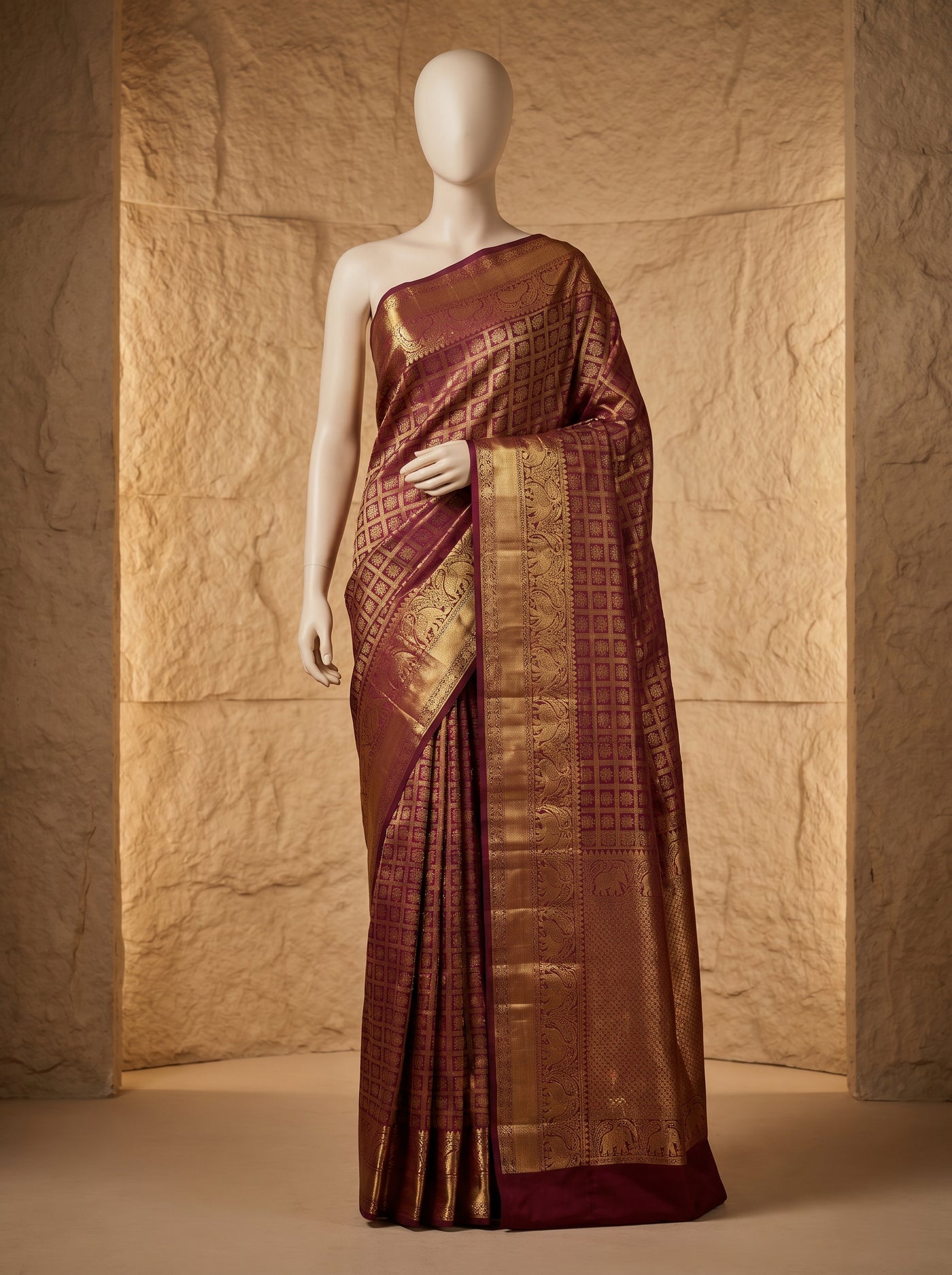 Garnet Grandeur pattu silk saree