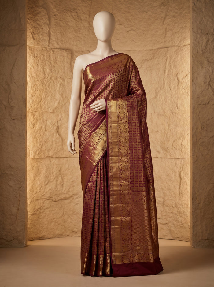 Garnet Grandeur pattu silk saree