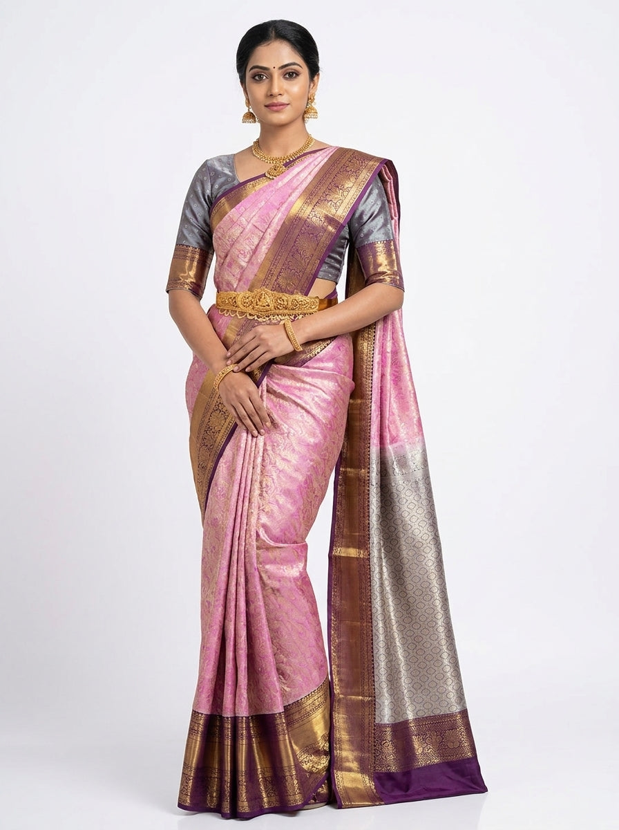 Blush Pink Pattu Silk Saree