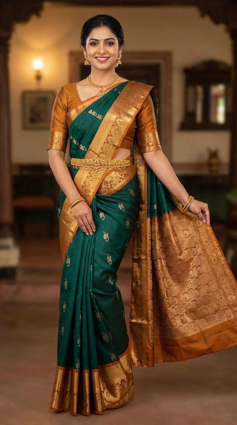Bottle Green Pattu Silk Saree