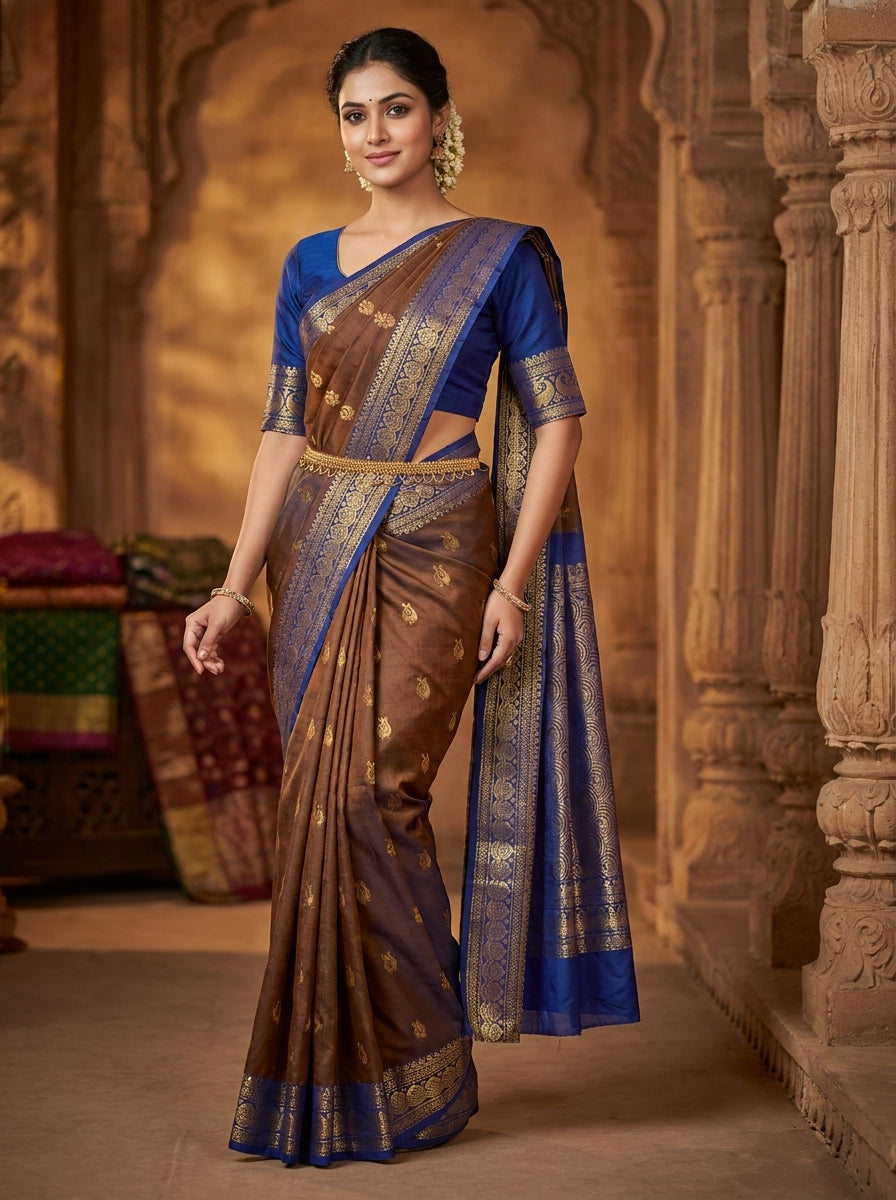 Coffee Brown Pattu Silk Saree
