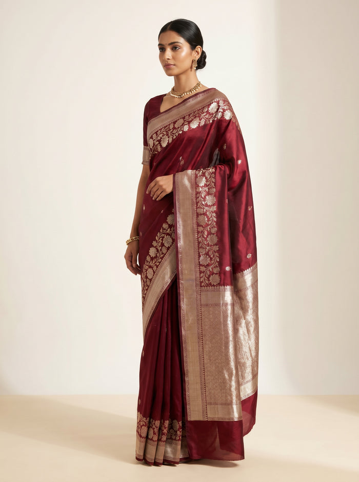 Scarlet Heirloom pure Pattu silk saree