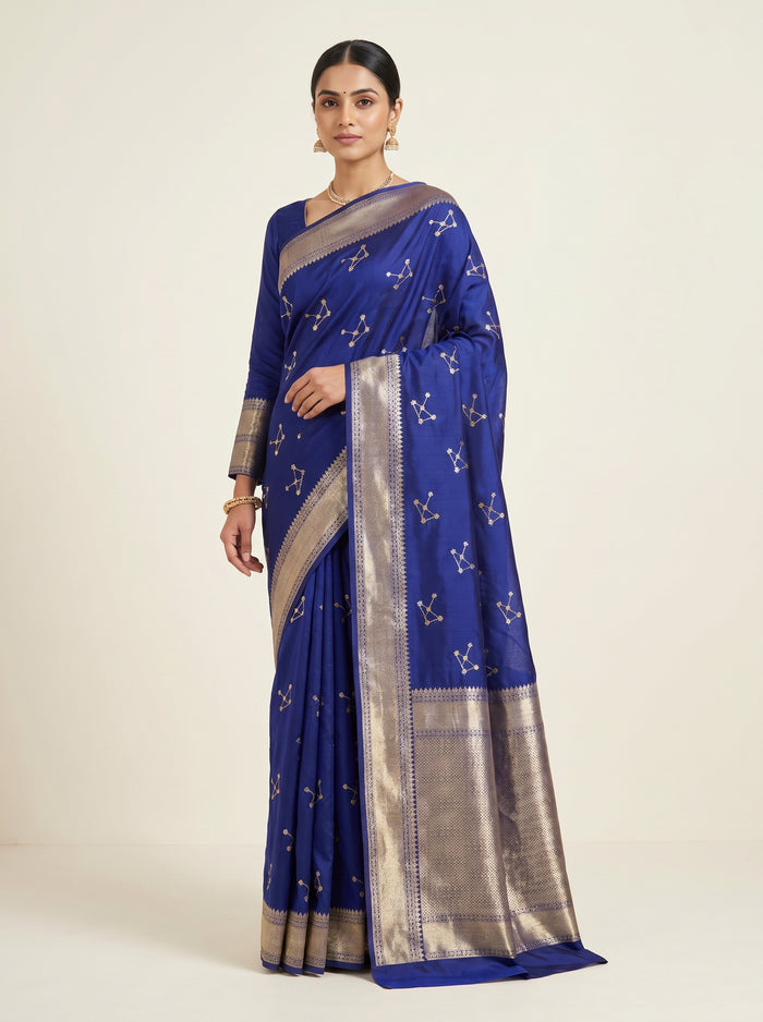 Midnight Indigo pure Pattu silk saree