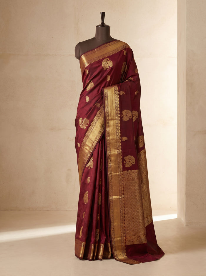 The Crimson Heritage pattu silk saree