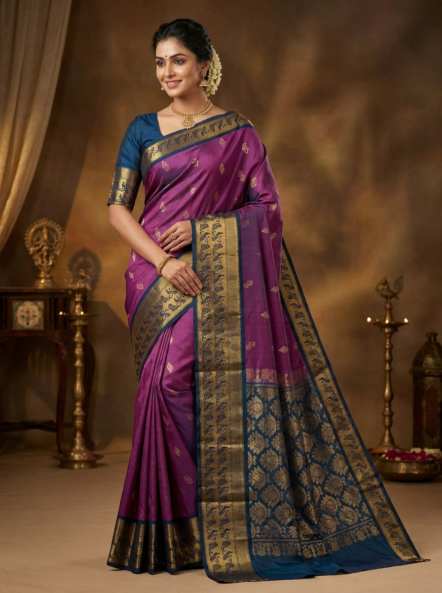 Magenta Purple Pattu Silk Saree