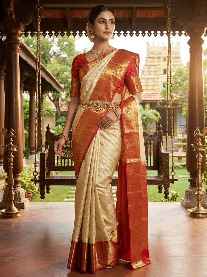 Maharani Ivory Pattu Silk Saree