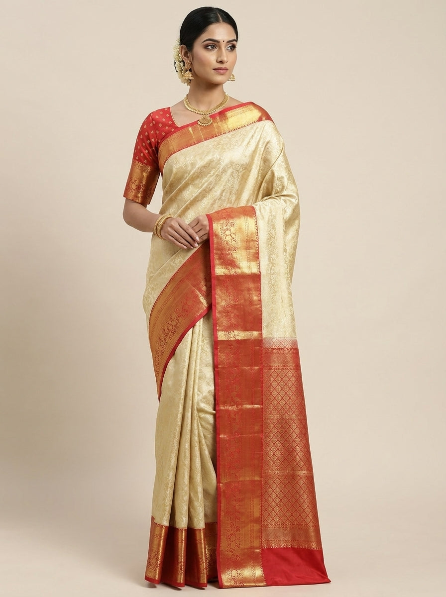 Maharani Ivory Pattu Silk Saree