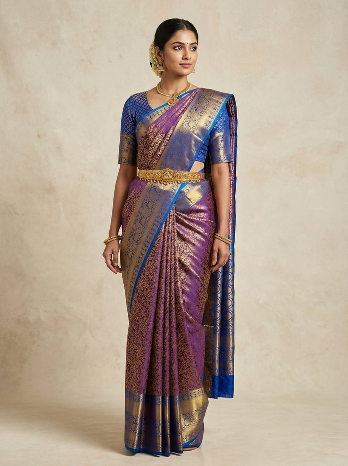 Amethyst Blue Pattu Silk Saree