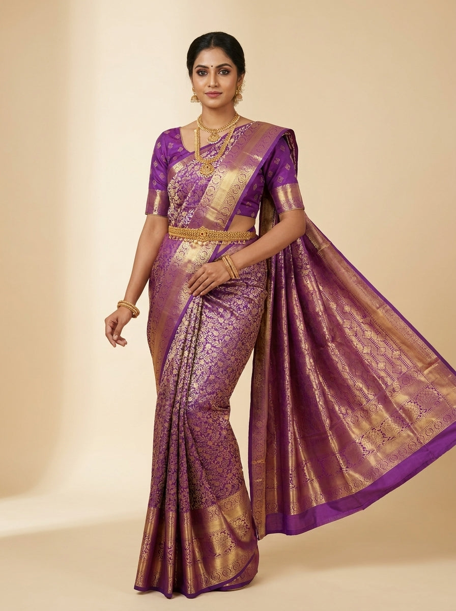 Orchid Purple Pattu Silk Saree