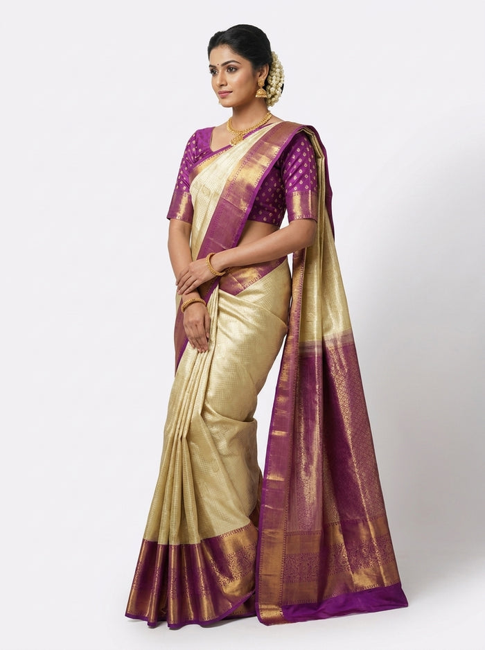 Champagne Orchid Pattu Silk Saree