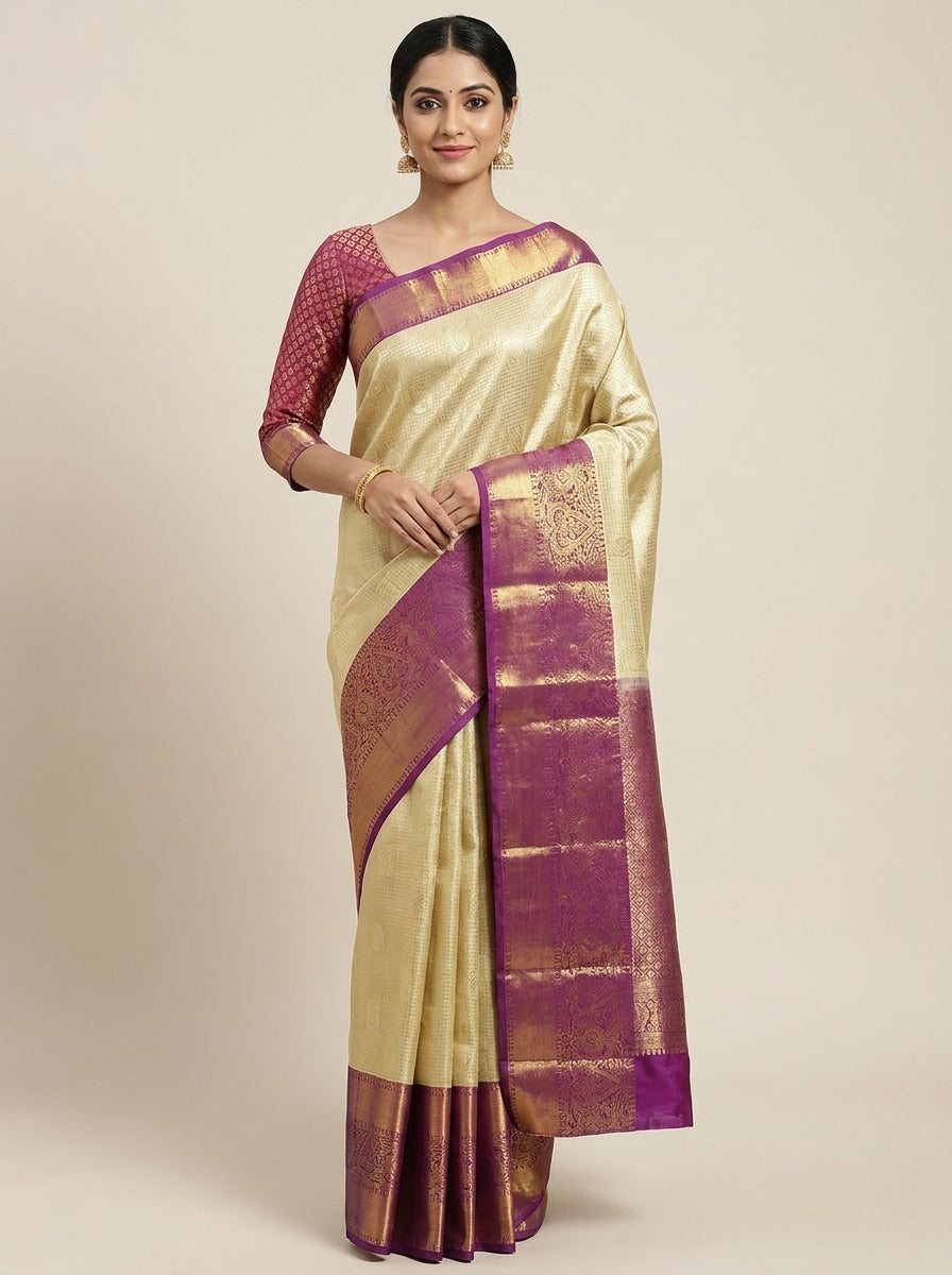 Champagne Orchid Pattu Silk Saree