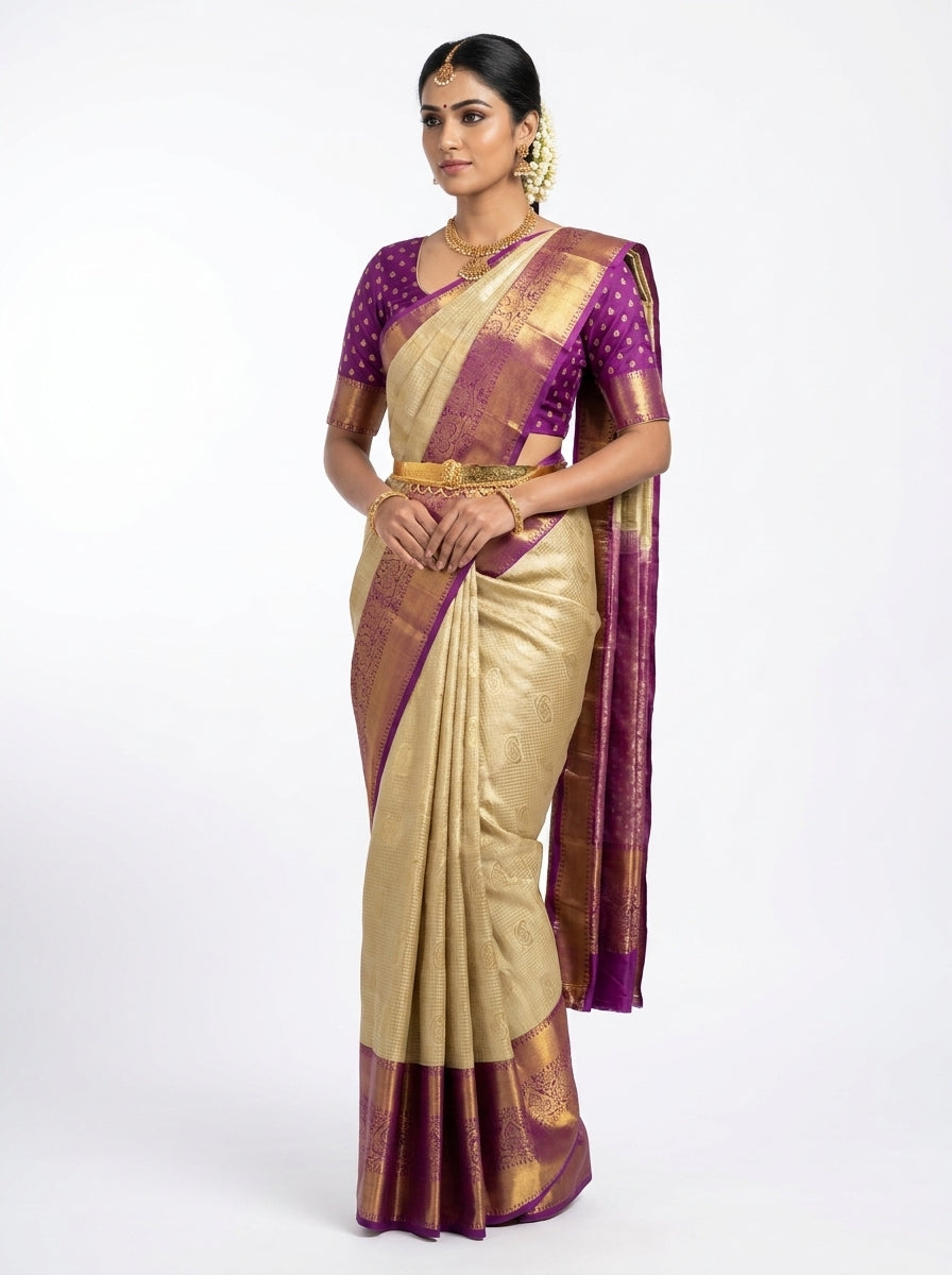 Champagne Orchid Pattu Silk Saree