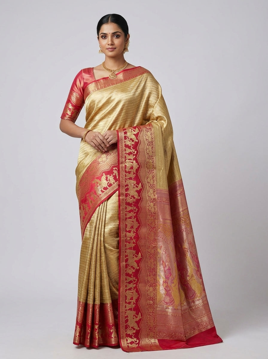 Champagne Rose Pattu Silk Saree