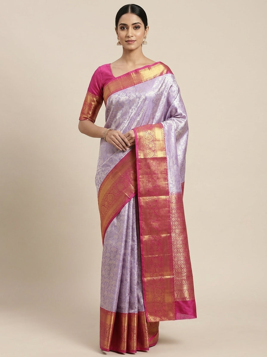 Lavender Blush Pattu Silk Saree