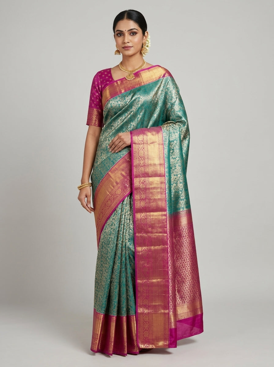 Jade Magenta Pattu Silk Saree