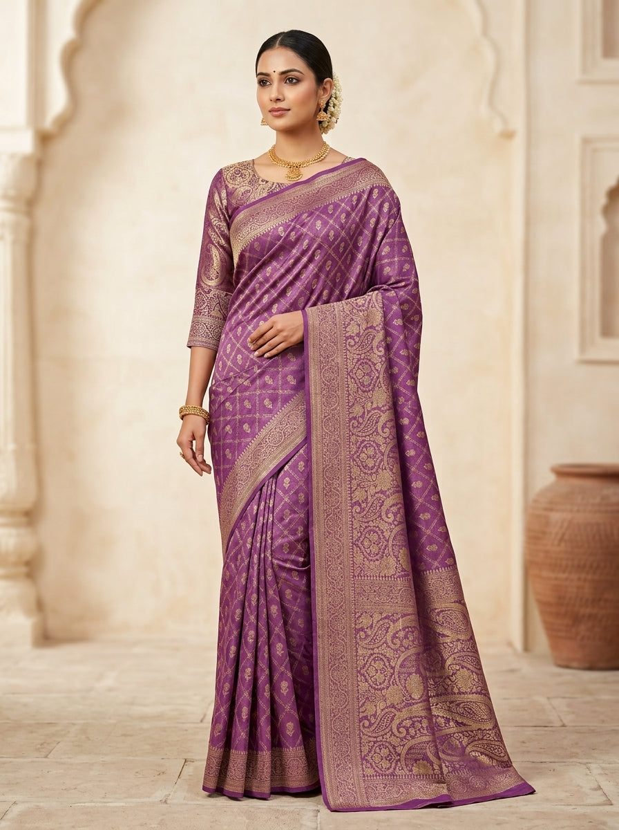 Mauve Fuchsia Pattu Silk Saree
