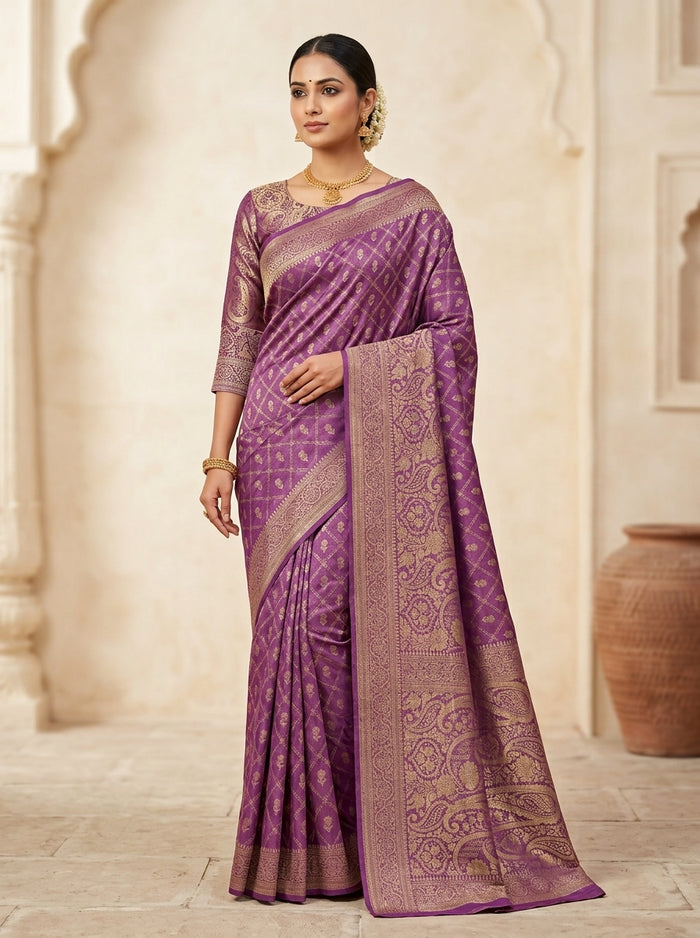 Mauve Fuchsia Pattu Silk Saree